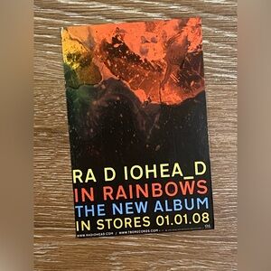 Authentic RADIOHEAD Vintage IN RAINBOWS Era Promo Card